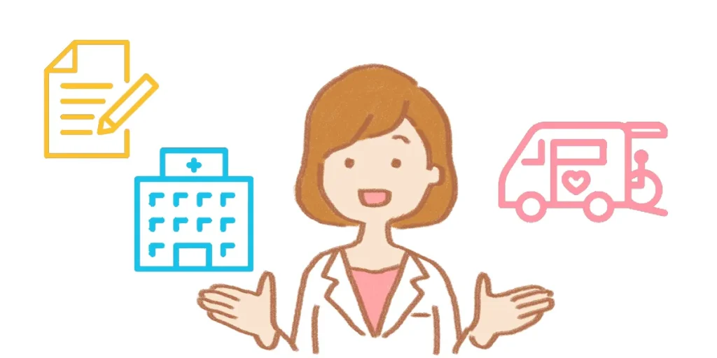 デイサービス利用や介護保険制度を現した画像