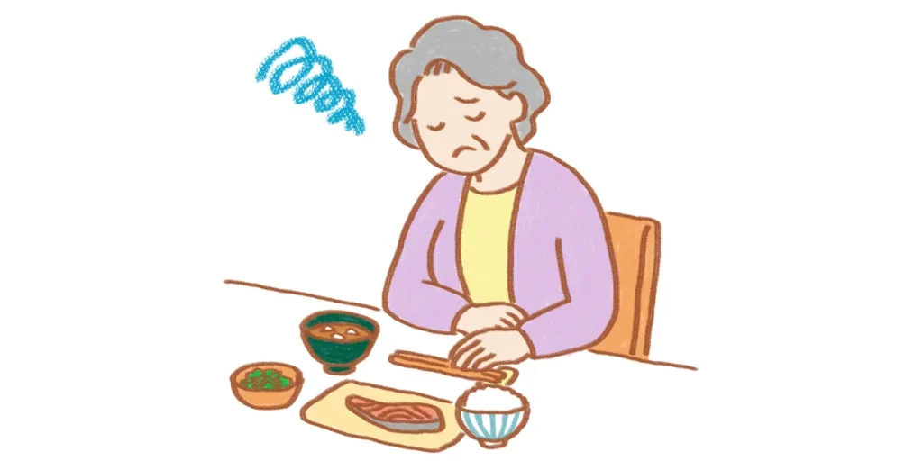 レボドパの副作用で食欲が低下した高齢者の画像