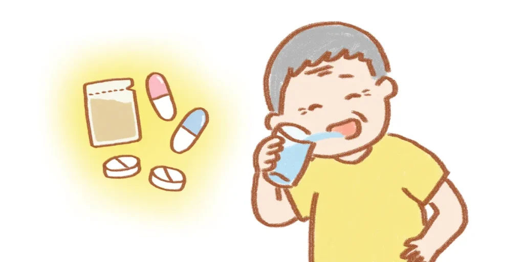 お薬を調整し適正量を服用しているイラスト